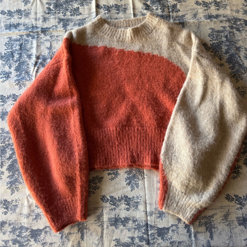 Lush orange and Cream Colorblock Sweater